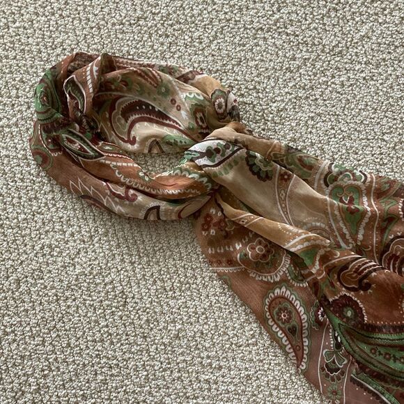 Chico’s Silken Scarf Sheer Patterned Paisley Business Professional FLAW - Picture 4 of 6